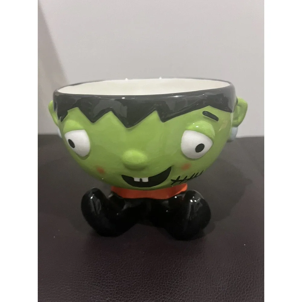 Frankenstein Halloween Ceramic Candy Bowl Planter 5.5